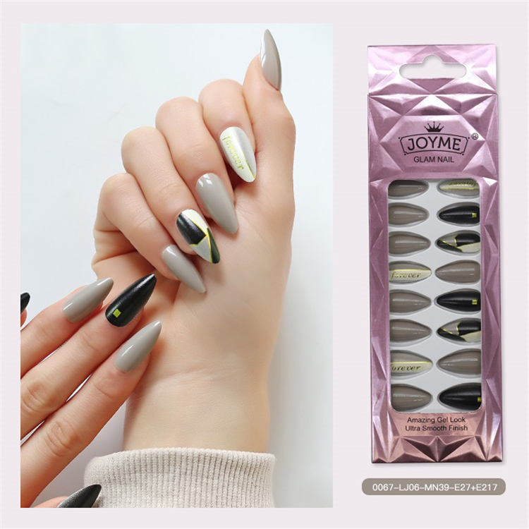 Stiletto Shape Nail Metallic With Printing Nail Tips